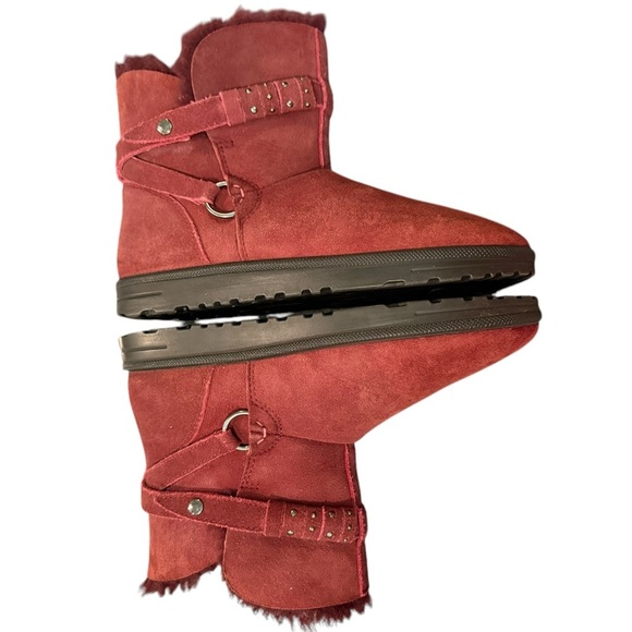 Abeo REGINA Neutral Support Shearling Ankle Boots winter warm comfort Burgundy - Picture 4 of 11